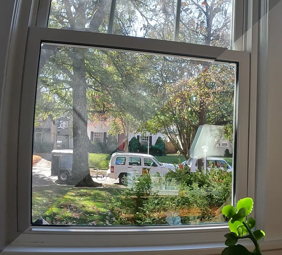 Before and after window cleaning