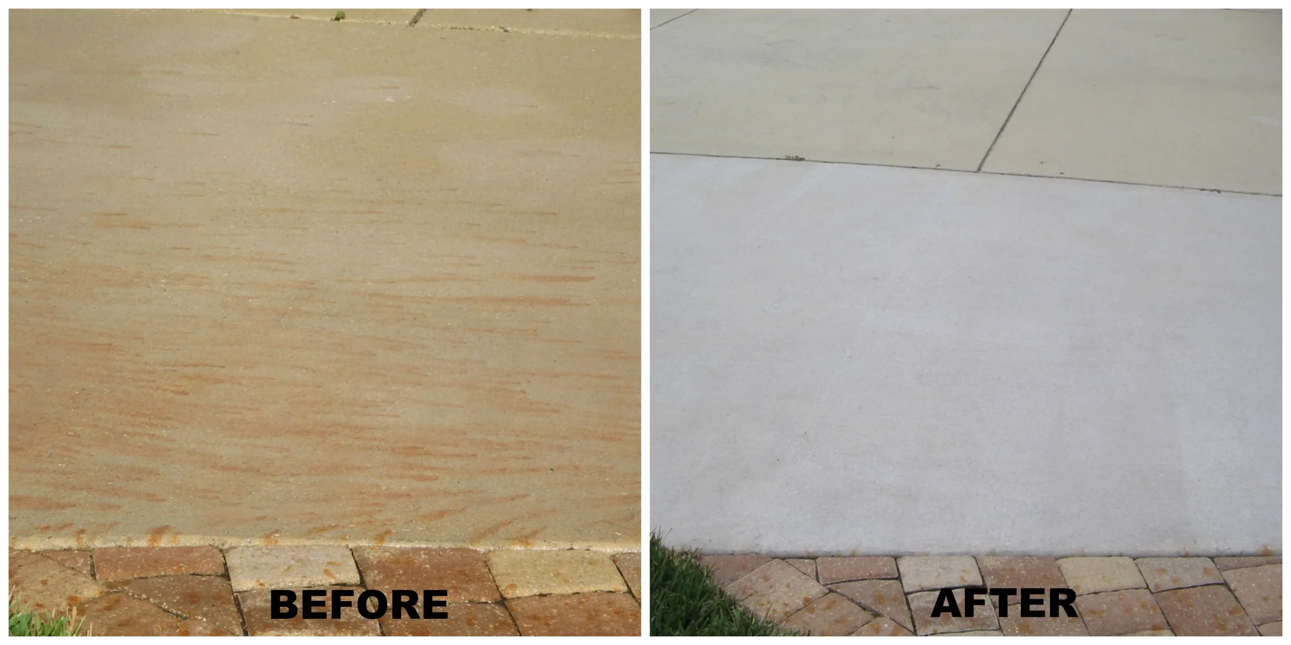 Before and after of fertilizer stains