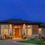 Luxury home with clean windows at dusk