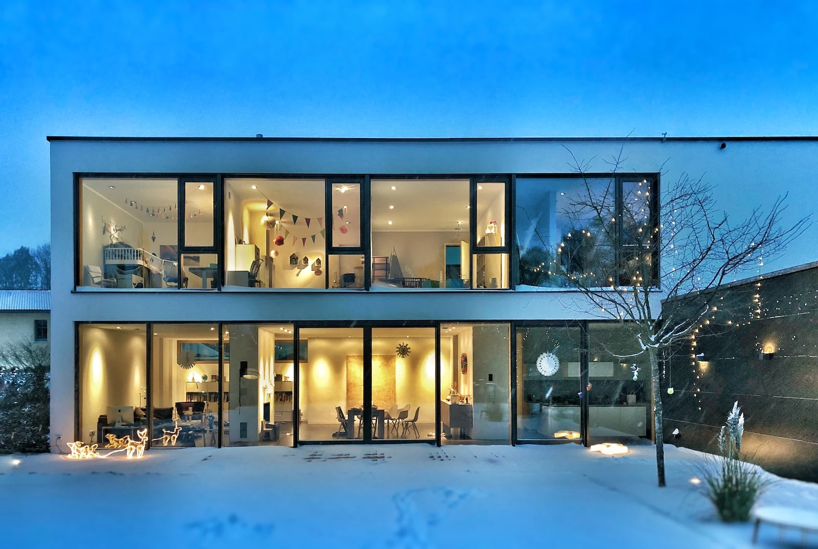 Snowy House with Clean Windows